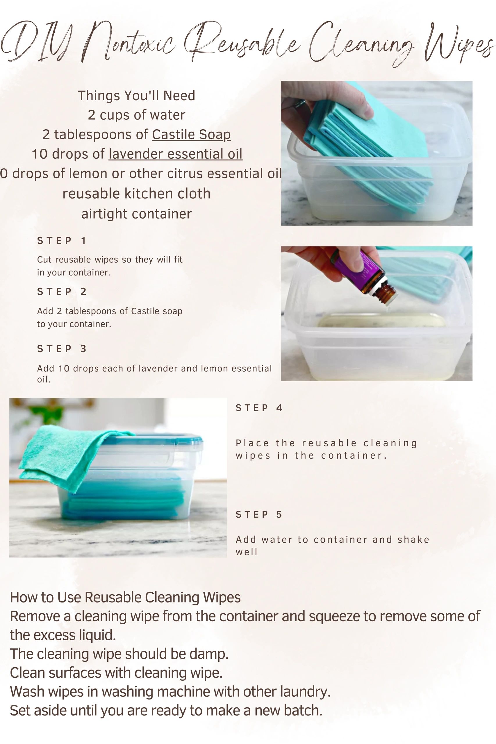 DIY Non Toxic Reusable Cleaning Wipes