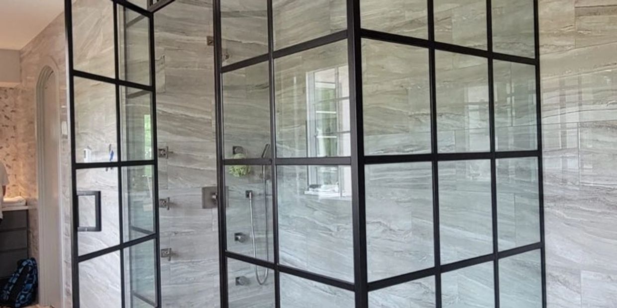 Black Grid Shower Door