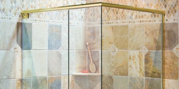 Semi Frameless Polished Brass Shower Door