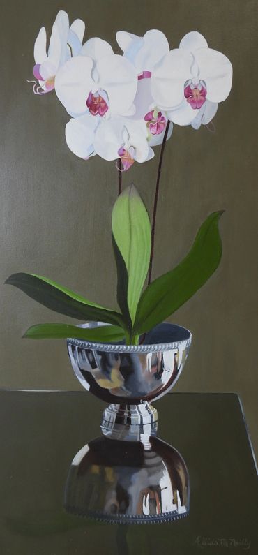 Orchids on Black, Watercolour,  36" x 8", $2,200 CAD