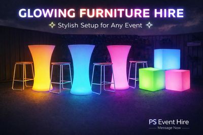 Colorful glowing furniture for stylish event setups.