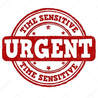 Red urgent stamp with time sensitive text around it.