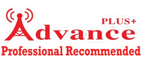 Advance Plus Professional Recommended logo with red text and antenna icon.