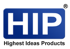 Blue rectangular logo with white letters 'HIP' and a registered trademark symbol.
