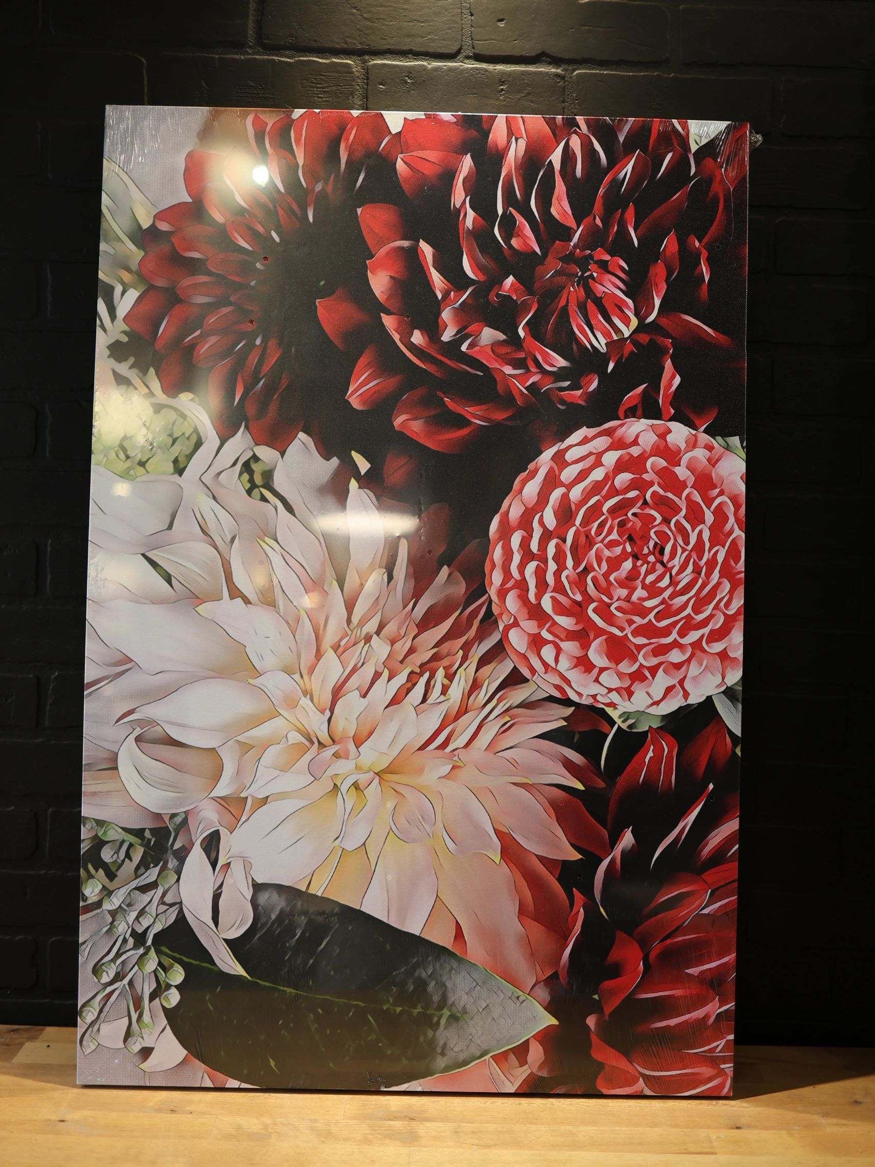 dahlia wall art, floral art, floral canvas