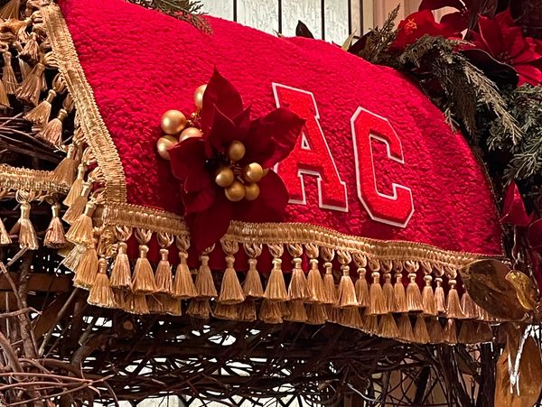 handmade horse blanket put together by Bentley Fleurs for Christas Reindeer at the Arlington Club 