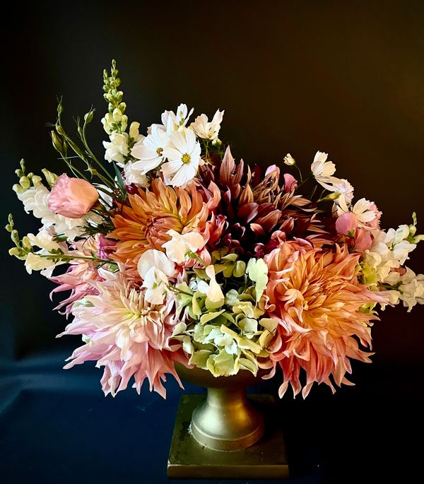 dahlias cosmos hydrangea