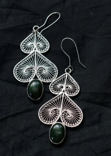 Sterling Silver Filigree design with  Semi Precious stone Earring Set