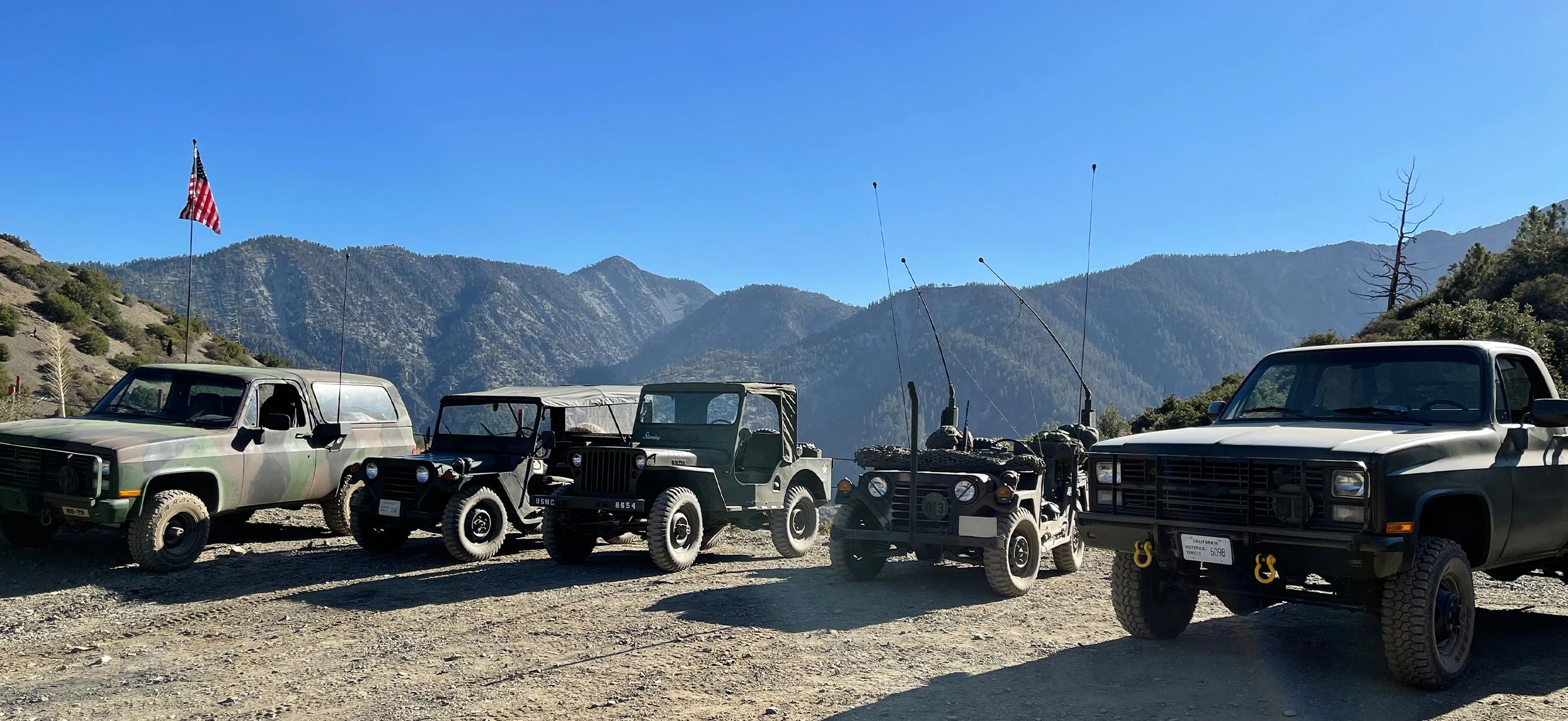 Southern California Military Vehicle Collector Club displaying their vehicles.
