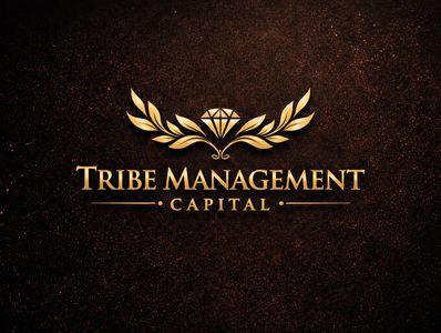 Elegant golden logo for Tribe Management Capital with a diamond and laurel wreath.