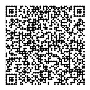 A black dotted QR code on a white background.