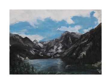 A view of mountains and a lake in Colorado.