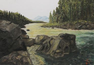 Rocks in the middle of a river