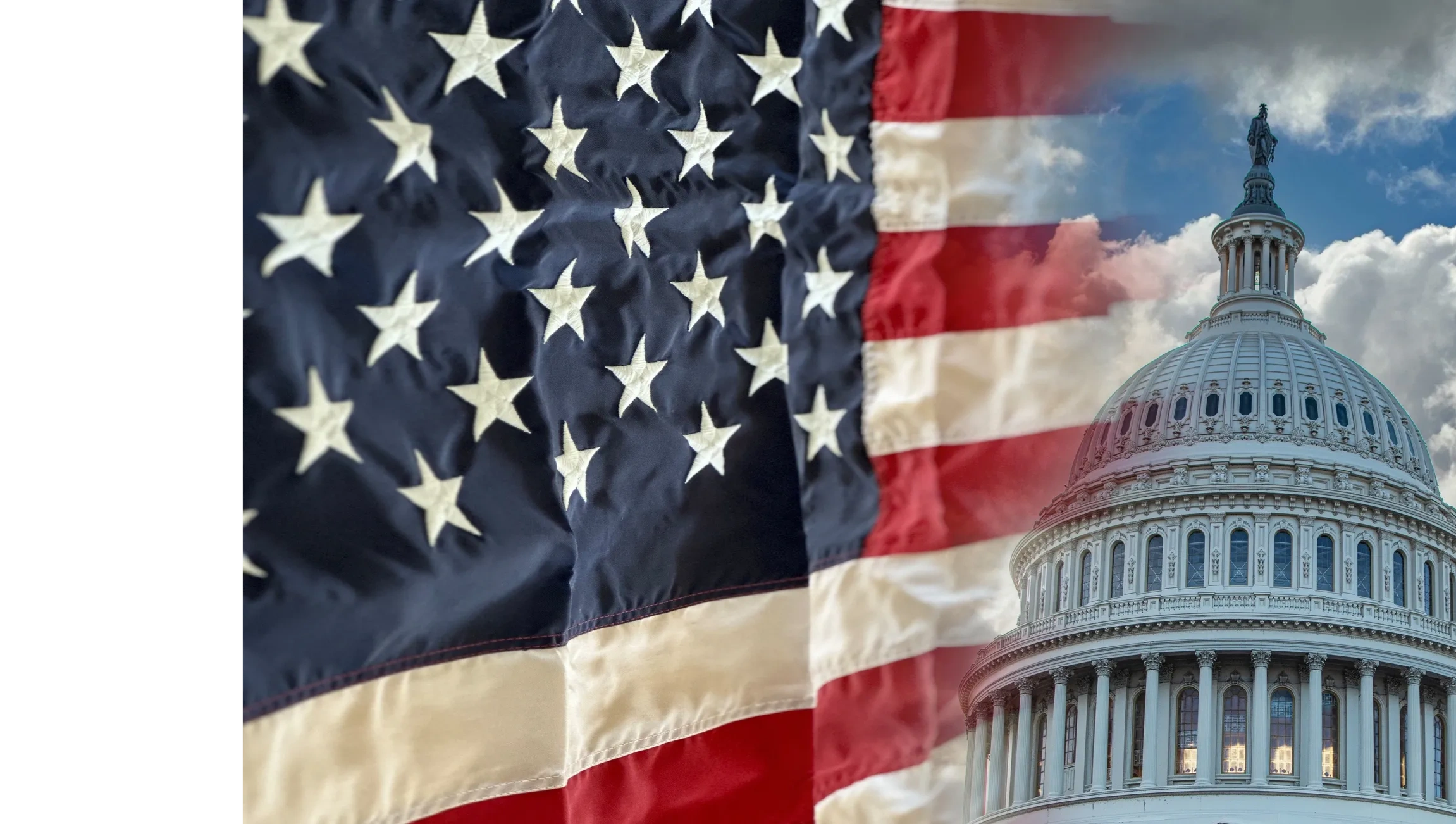 This image is only for display purposes. Image of US Capital with US Flag in background.