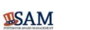 Official System Award Management logo depicting top hat in red and blue with S A M in bold letters.