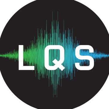 LQS logo with soundwave design in green and blue gradient.