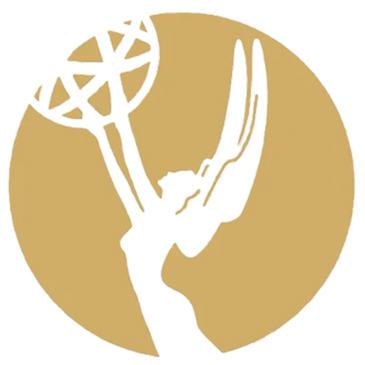 Silhouette of a woman holding geometric shapes inside a gold circle.