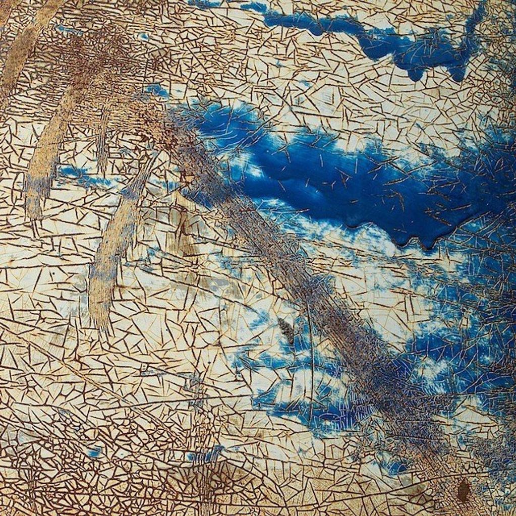 Photography close-up on an old 1963 VW Truck. #4 in series, Abstract, rust lines, blue & cream paint