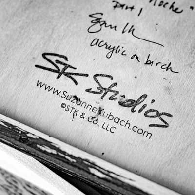 photo of brand mark and signature on the verso of the painting
