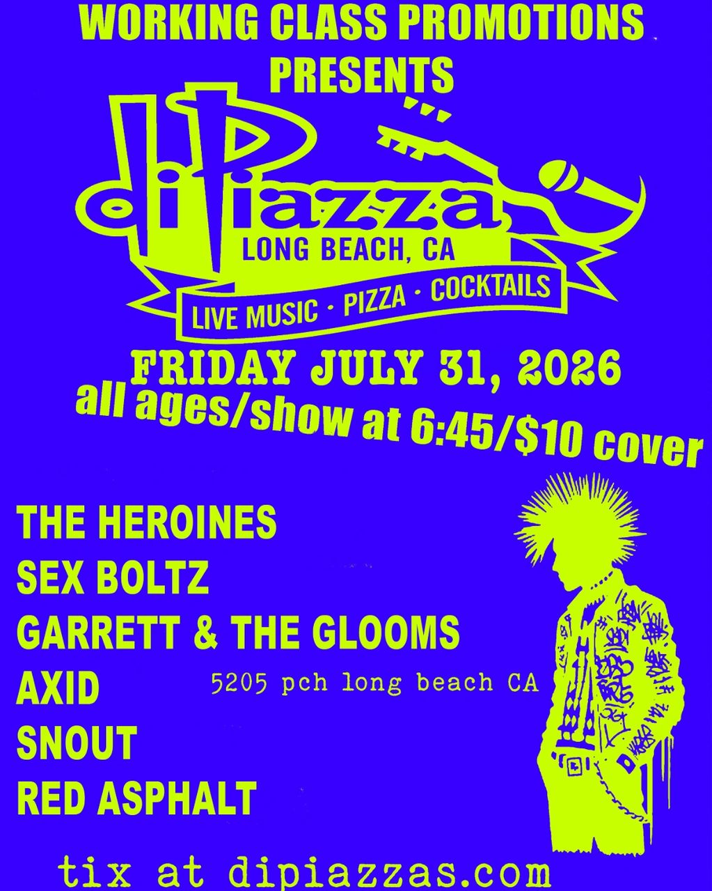 The Heroines, Sex Boltz, Garrett and the Glooms, Axid, Snout, Red Asphalt | Doors 8pm | $10