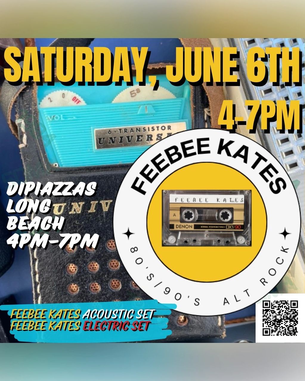 Join Feebee Kates & Meccanum for an alt rock acoustic & electric set at DiPiazzas in Long Beach.