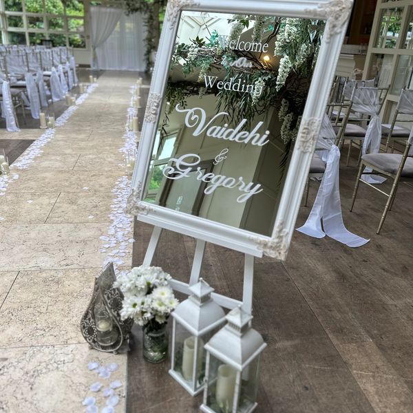 Wedding Decorations in the forint of the marige hall