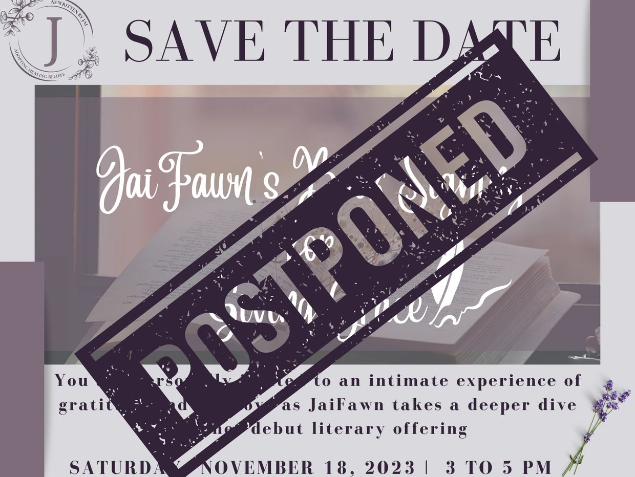 JaiFawn's November Book Signing for Giving Grace has been postponed. Stay tuned....
