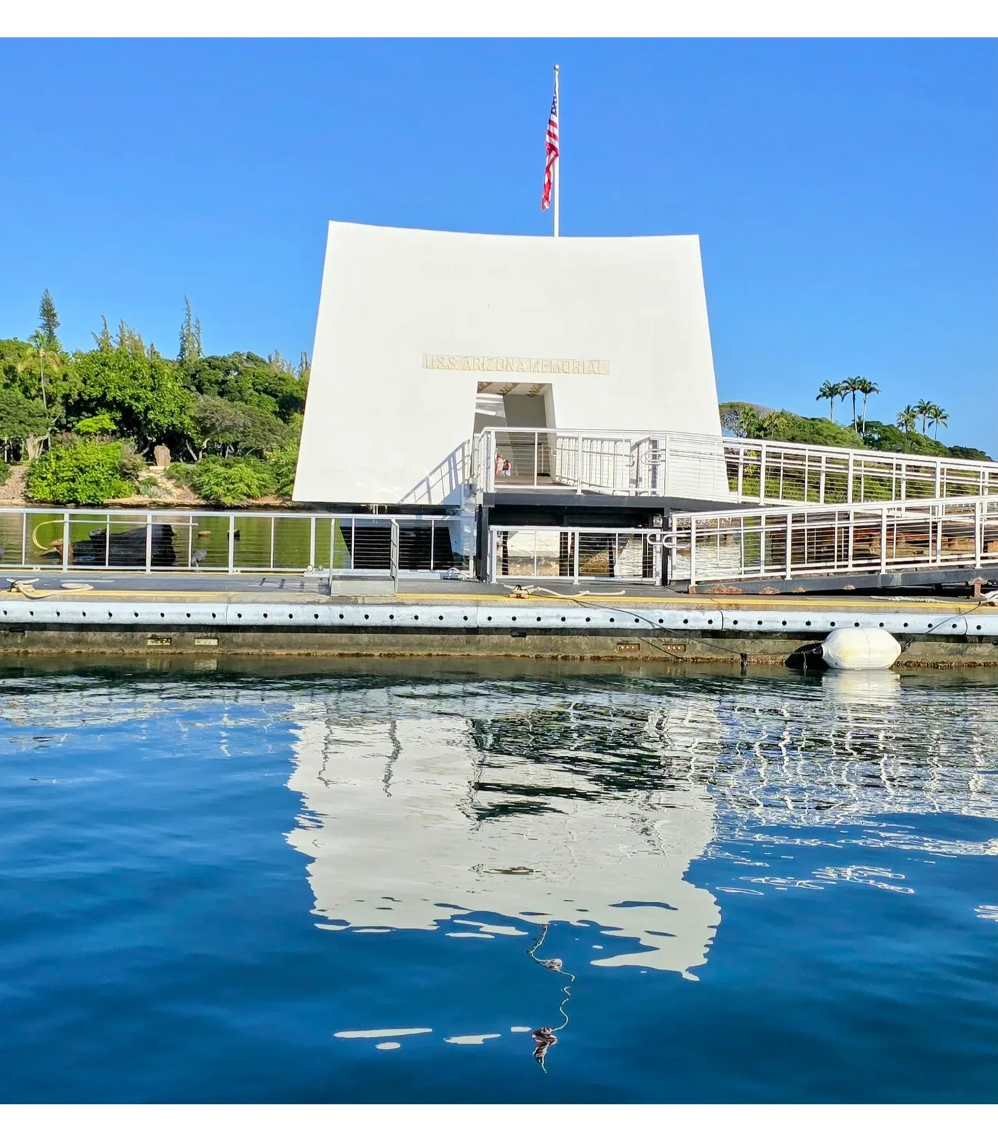 USS Arizona Memorial, featured on a private 6-hour Pearl Harbor tour with ʻĀina Holo Tours.