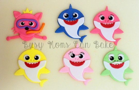 Fondant Baby Shark Cake Topper Decorations