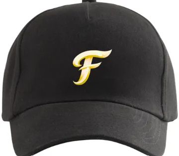 Black cap with a stylized letter F.