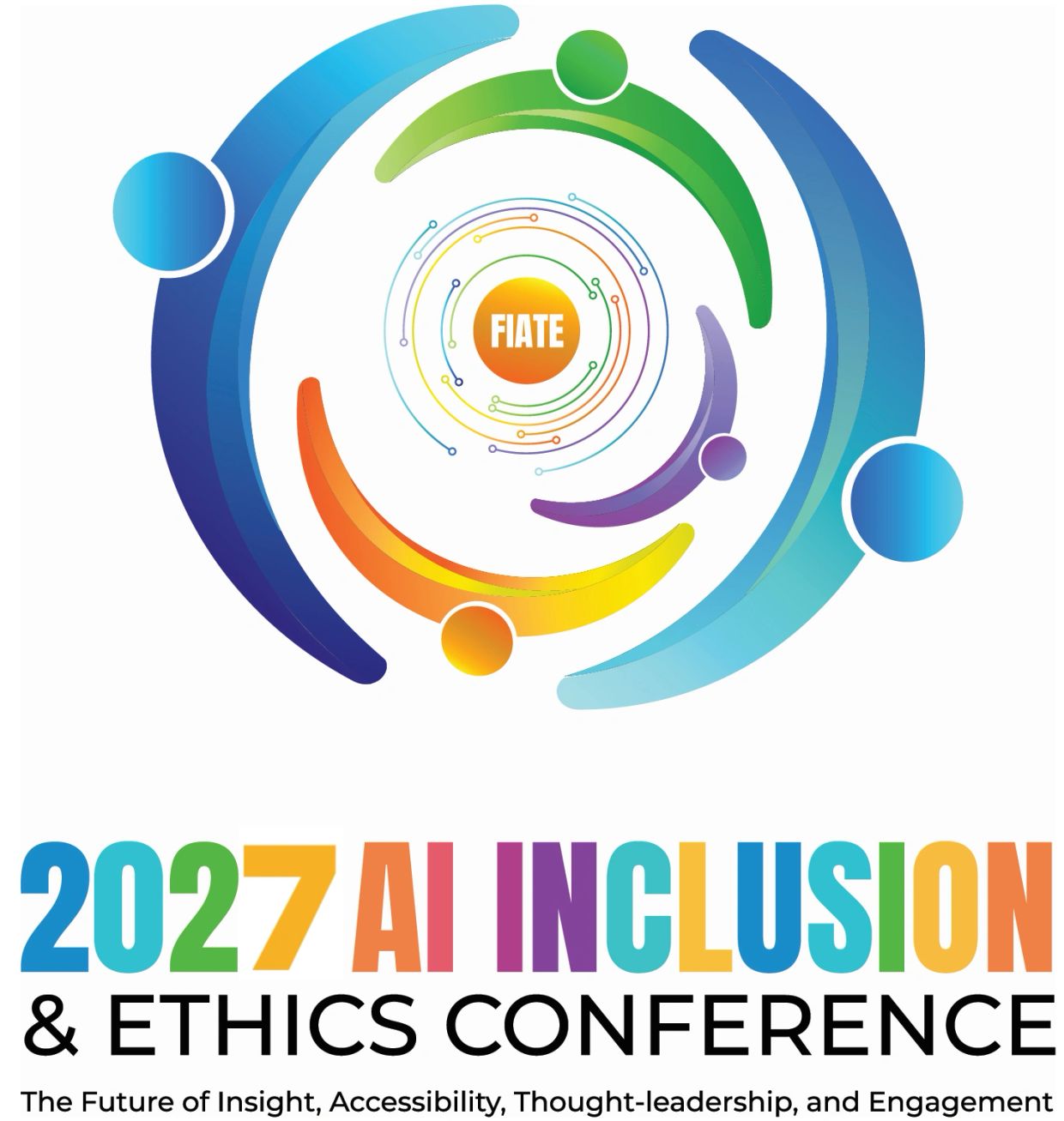 Colorful logo and text for 2027 AI Inclusion &amp; Ethics Conference.