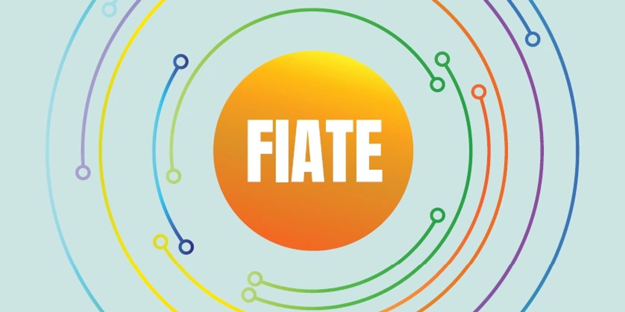 Colorful circular circuit design with FIATE text.