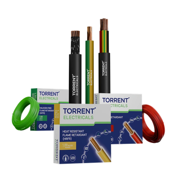Bundles of colorful electrical wires and cables from Torrent Electricals.