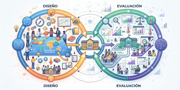 Ciclo de diseño y evaluación en un ecosistema educativo.