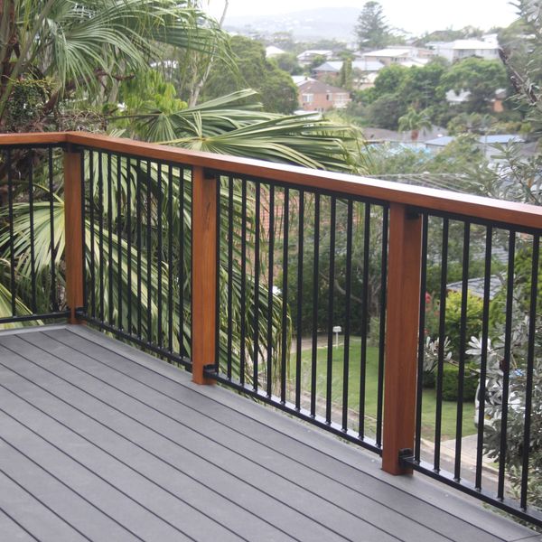 Ekodeck deck central coast with custom blackbutt hardwood balustrade 