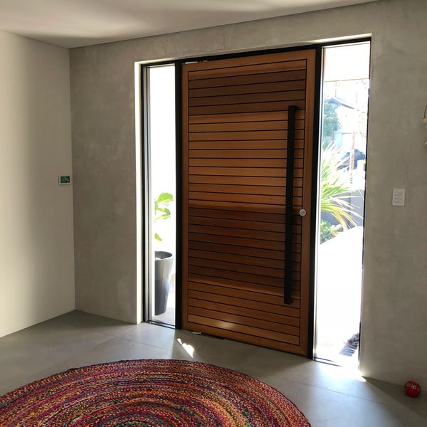 Bespoke Pivot Doors Central Coast; Western red cedar custom front door Carpentry and Joinery
