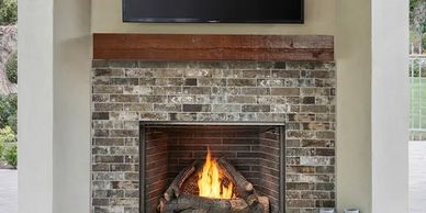Majestic outdoor gas fireplace