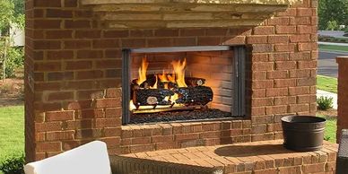 Majestic outdoor fireplace
