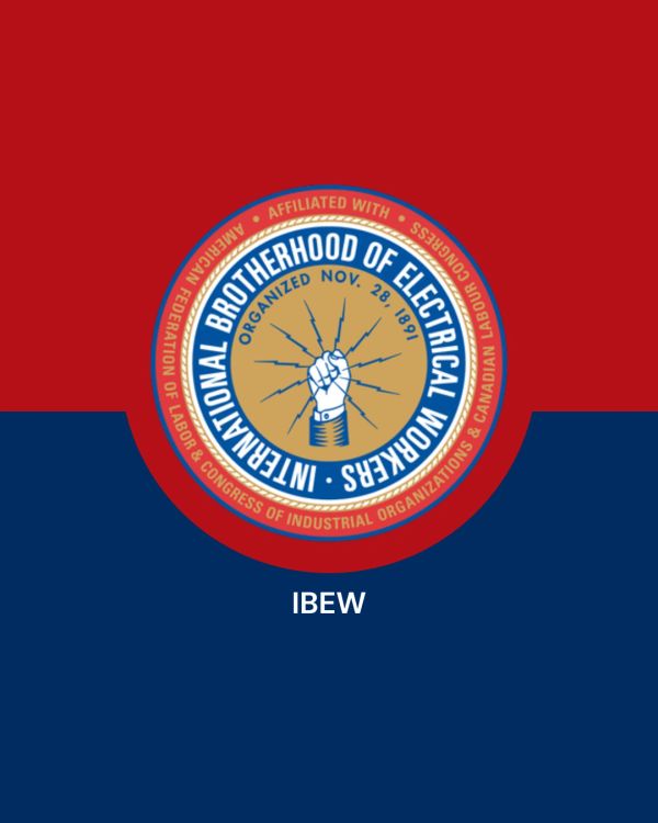 Logo of the International Brotherhood of Electrical Workers (IBEW).
