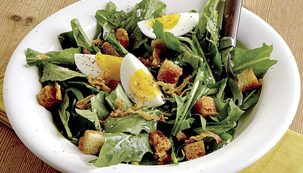 Salad containing Dandelion leaves - a plant that contains some established plant-based antivirals.