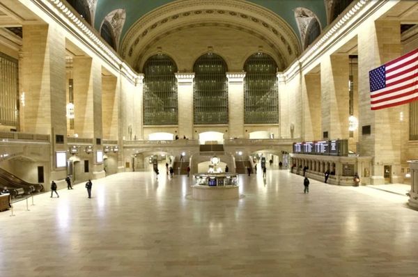 Image of Grand Central Station in New York - virtually no-one there due to  coronavirus restrictions