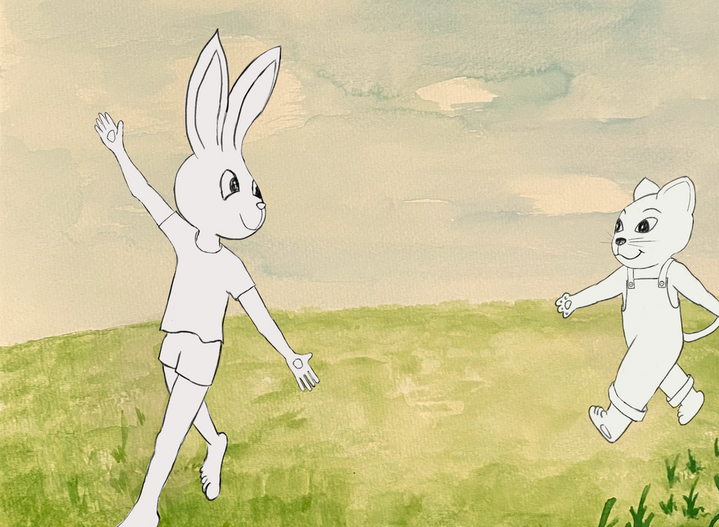 Bunny saying hello to cat!