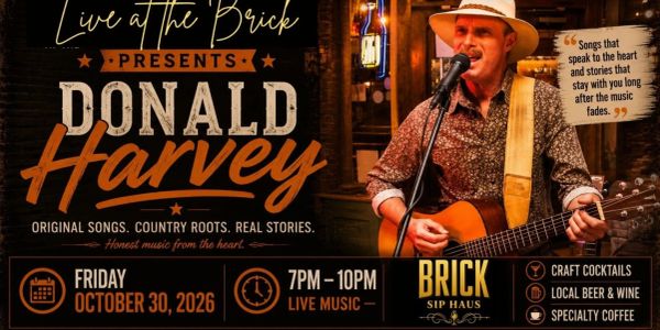 Donald Harvey live music event poster.