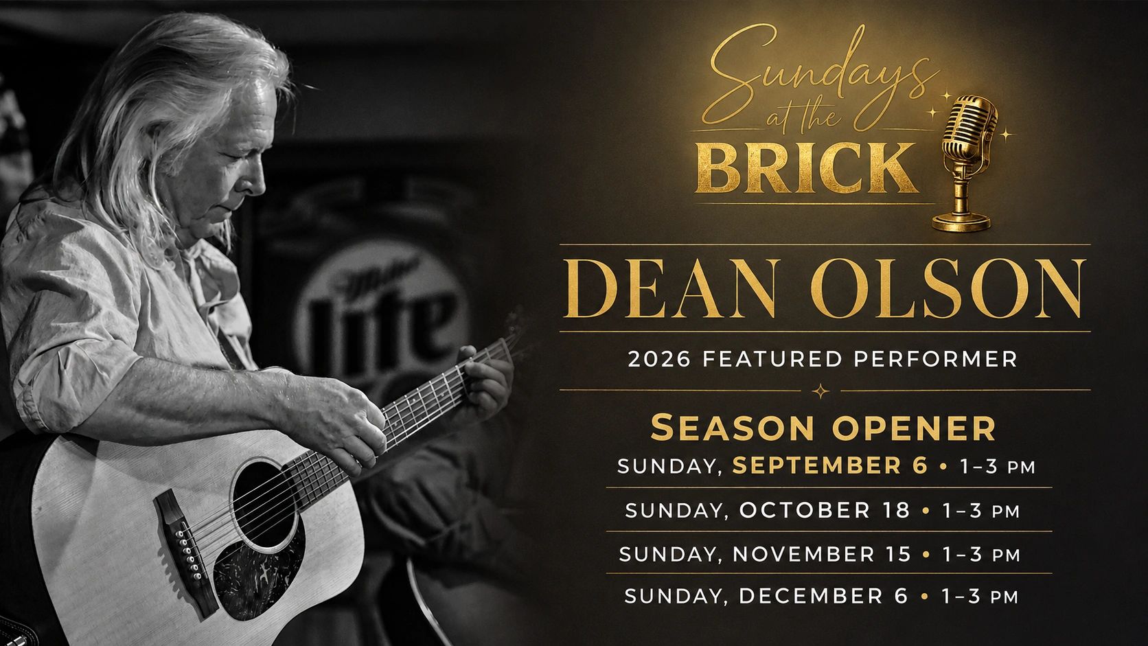 Dean Olson featured performer at Sundays at the Brick.
