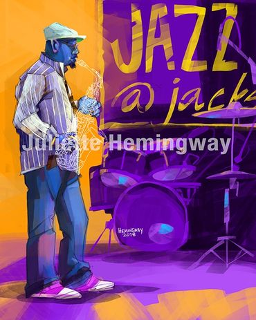 Part of a series of paintings inspired by Colorado saxophonist, Tony Exum Jr.