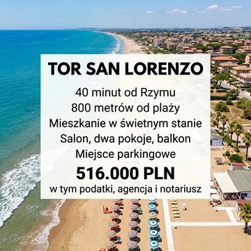 Oferta mieszkania blisko plaży i Rzymu za 516 000 PLN.