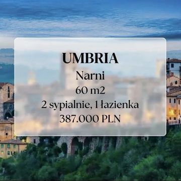 Oferta mieszkania w Umbrze, Narni, 60 m2, 2 sypialnie, 1 łazienka, cena 387 000 PLN.