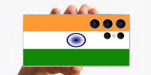 Phone back cover with Indian flag design.
