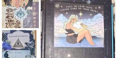 Artistic murals and bookplates with mystical and heartwarming themes.