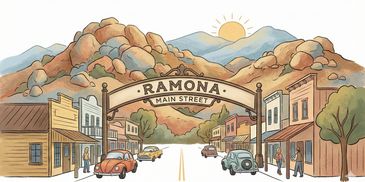Illustration of the town of Ramona, CA. 
